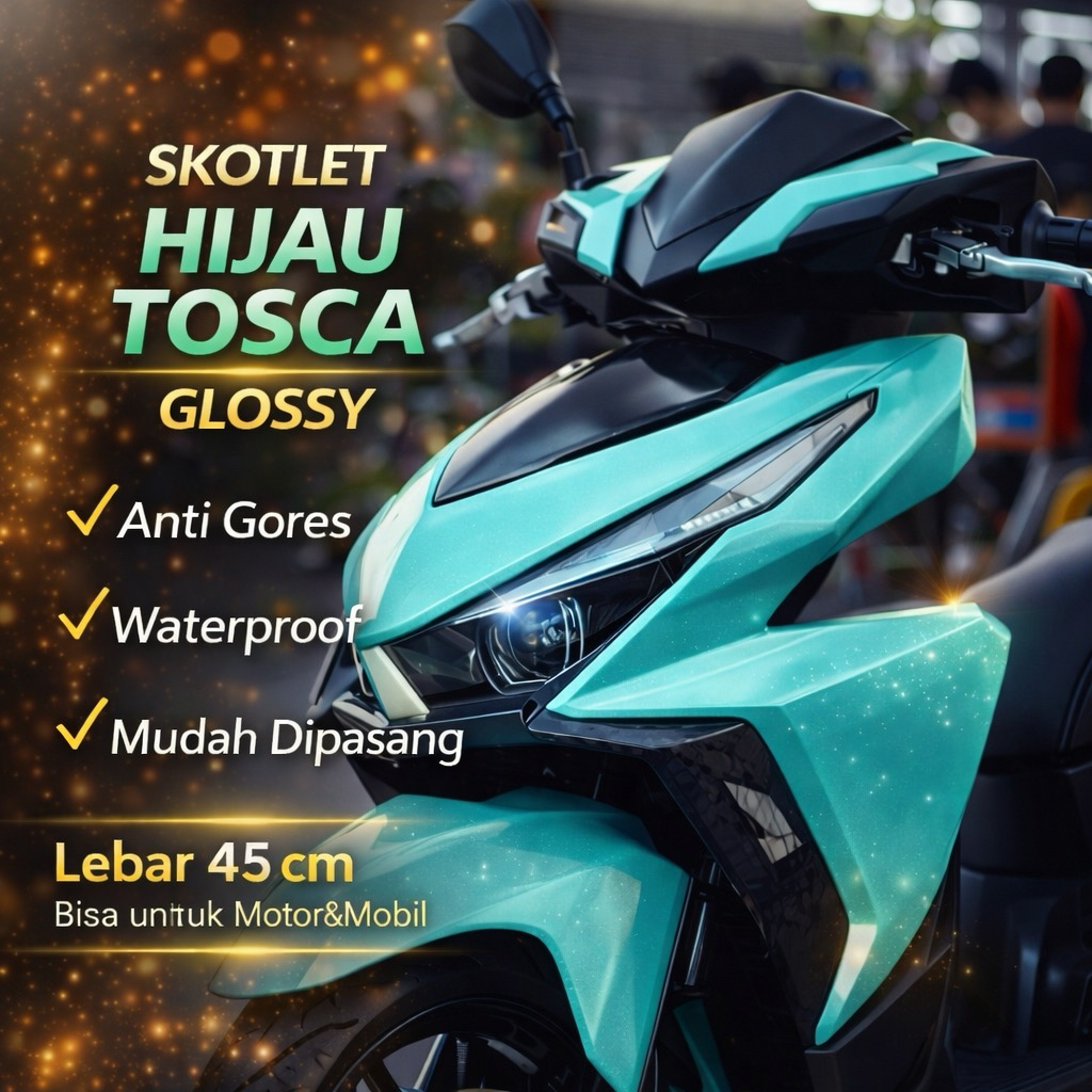 Skotlet Sticker Biru Tosca Hijau Tosca Mint Glossy Doff 45cm – Stiker Motor Mobil Premium Anti Gores