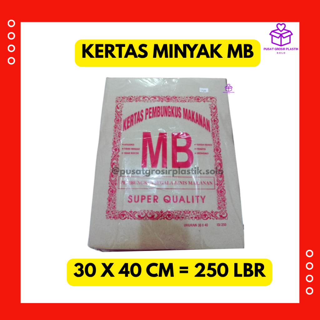 Kertas Minyak MB Bungkus Nasi Besar / Kertas Minyak Nasi Bungkus 30x40 isi 250 Lembar