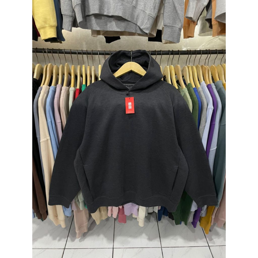 hodie uniqlo pullover dry sweat dark grey ( XL )