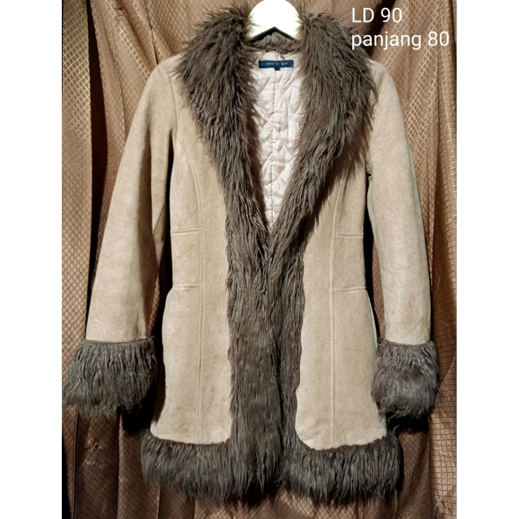 jaket vintage suede bulu jaket suede bulu cream jaket winter bulu cream jaket kulit suede bulu jaket