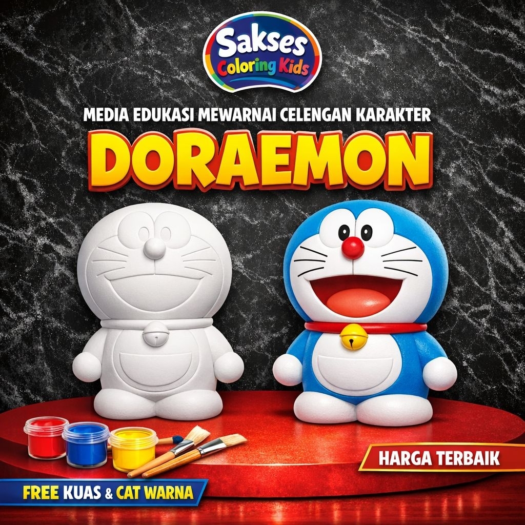 Mainan Edukasi Anak Mewarnai Gypsum Celengan Free Cat & Kuas