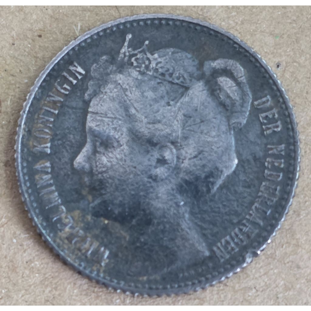 Koin Perak ½ Gulden 1907 Wilhelmina