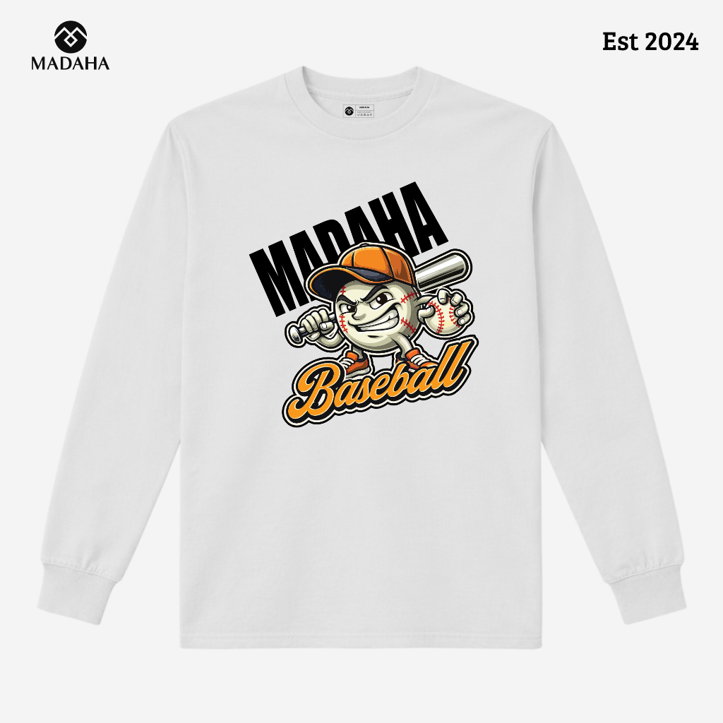 Madaha Kaos Baju Lengan Panjang Baseball Never Stops