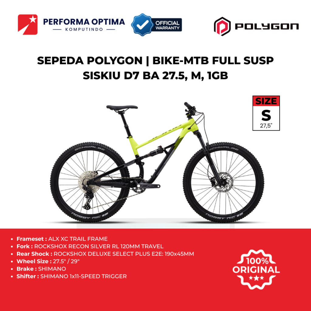 SEPEDA POLYGON | BIKE-MTB FULL SUSP SISKIU D7 BA 27.5, M, 1GB UKURAN S