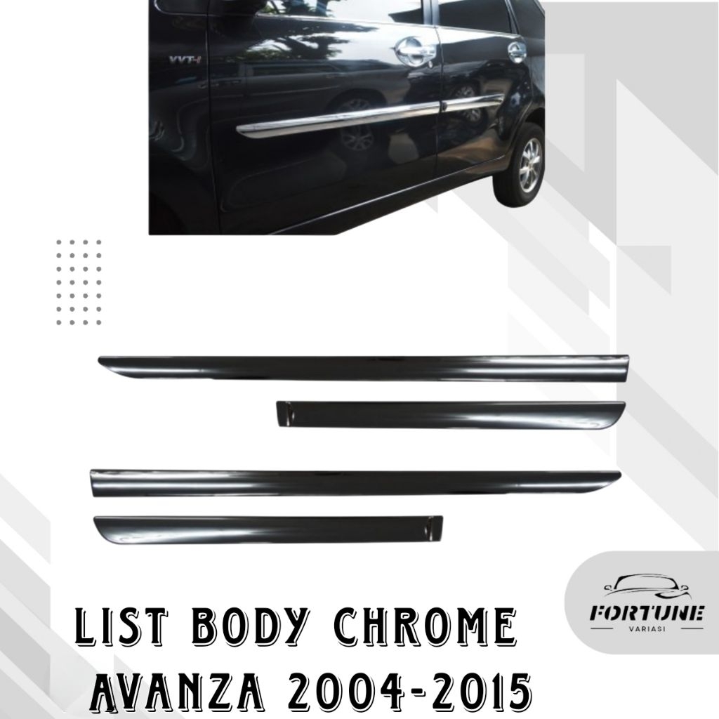 Side Body Moulding List Body Samping Mobil Avanza Lama Full Chrome / Chrome List / Hitam List