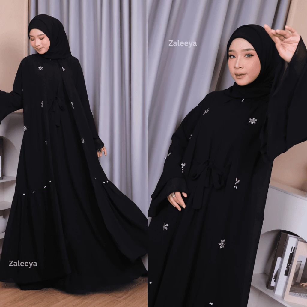 Zafira abaya payet set hijab segiempat | gamis wanita muslim