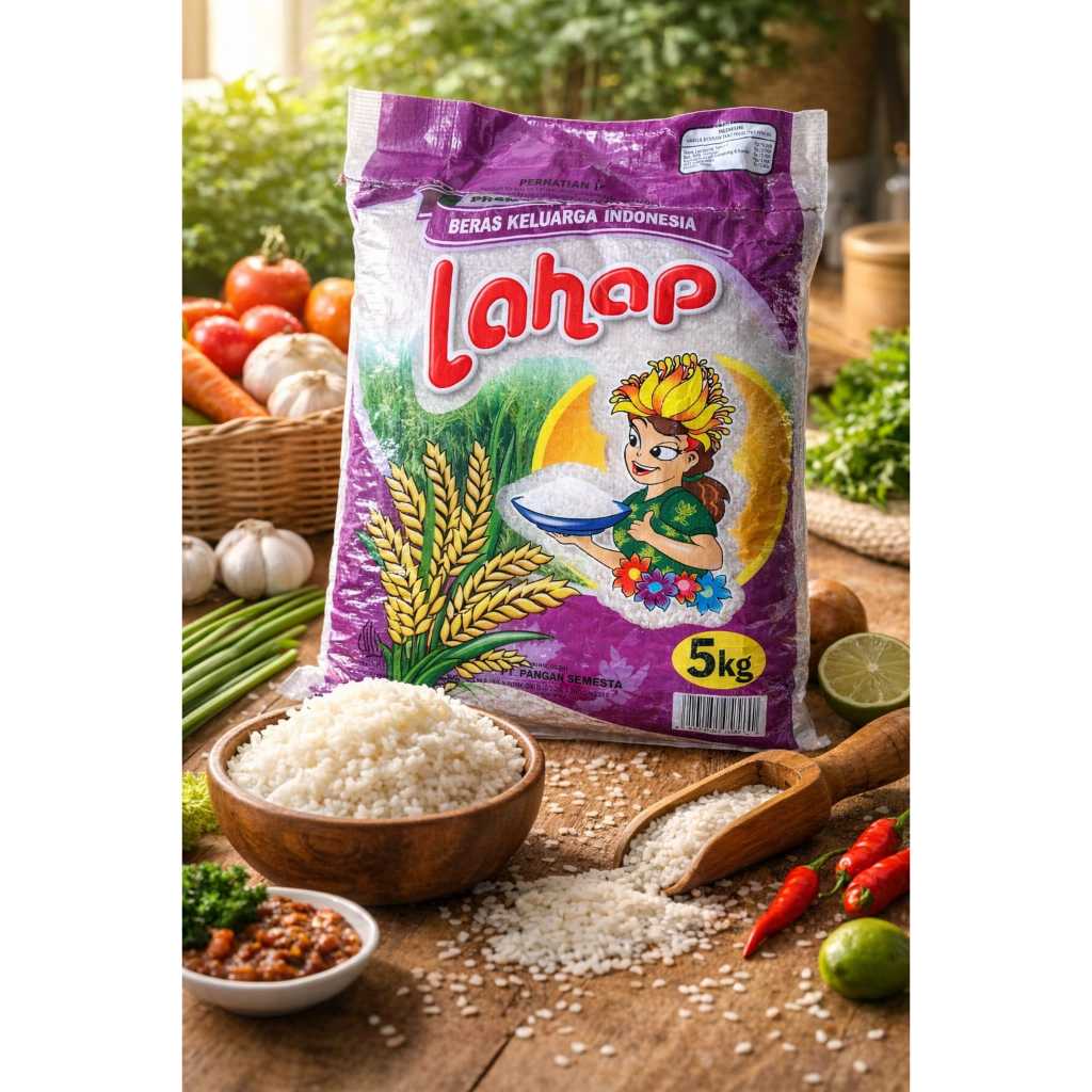 Beras Premium Lahap Ukuran 5 kg, 3 kg, 1 kg Beras Putih Bersih dan Sehat
