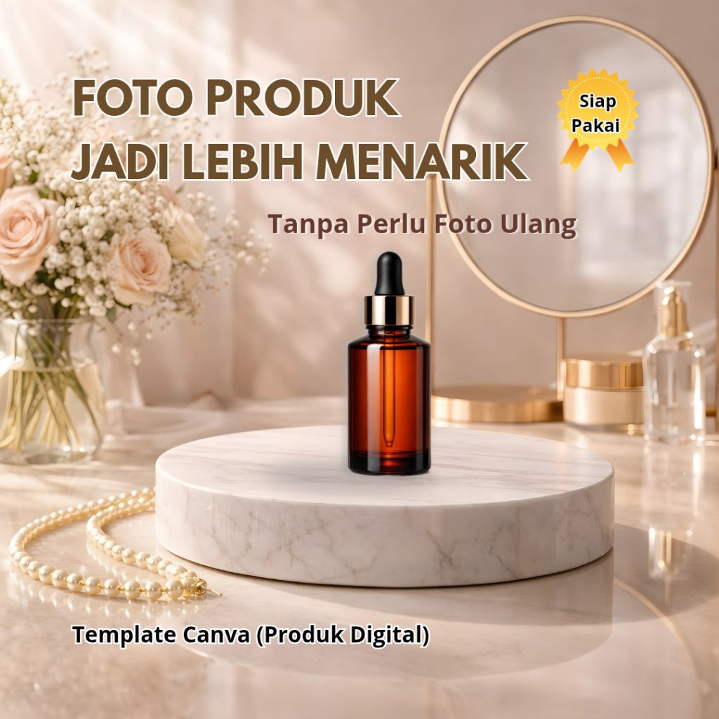 Background Foto Produk Skincare Nude Beige Aesthetic HD | Template Canva untuk Jualan Shopee Instagr