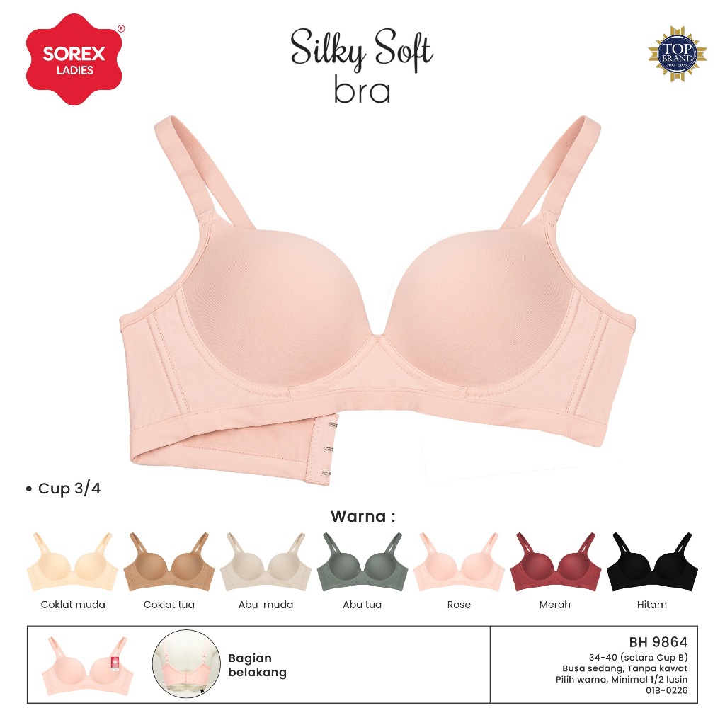BRA SOREX 9864 SEAMLESS PUSH UP TANPA KAWAT KAIT 3