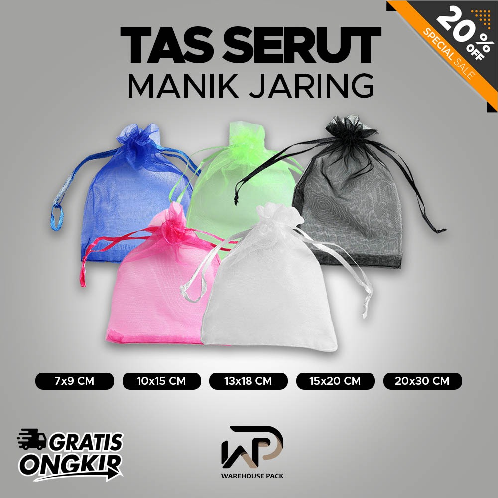 Kantong Pouch Perhiasan Manik-Manik | Kantong Serut Organza Bag | Kantong Serut Souvenir Wedding | T