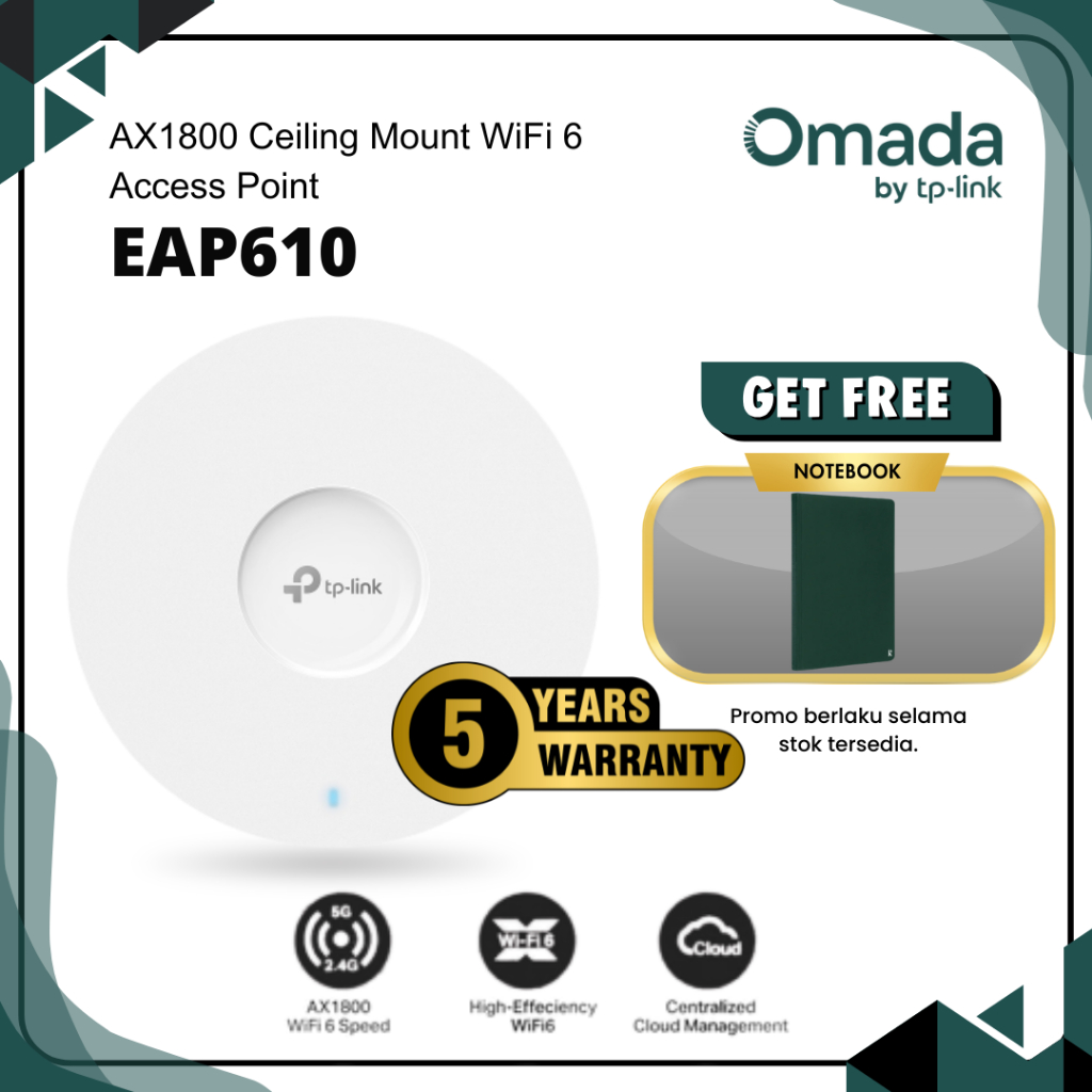 TP-Link Omada EAP610 AX1800 Wireless Ceiling Mount Access Point WiFi 6