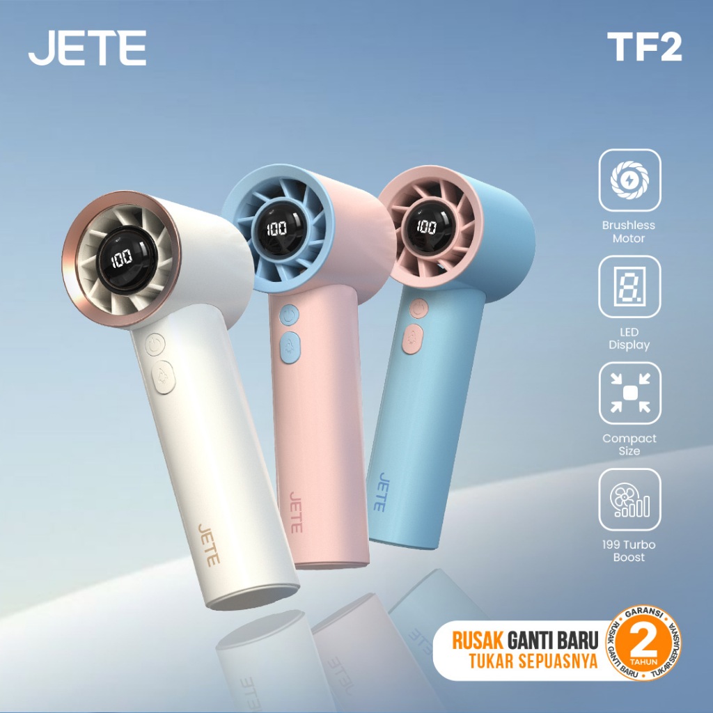 JETE TF2 Kipas Angin Portable Mini Turbo Fan Adjustable Cooler USB Type C Rechargeble - Garansi Resm