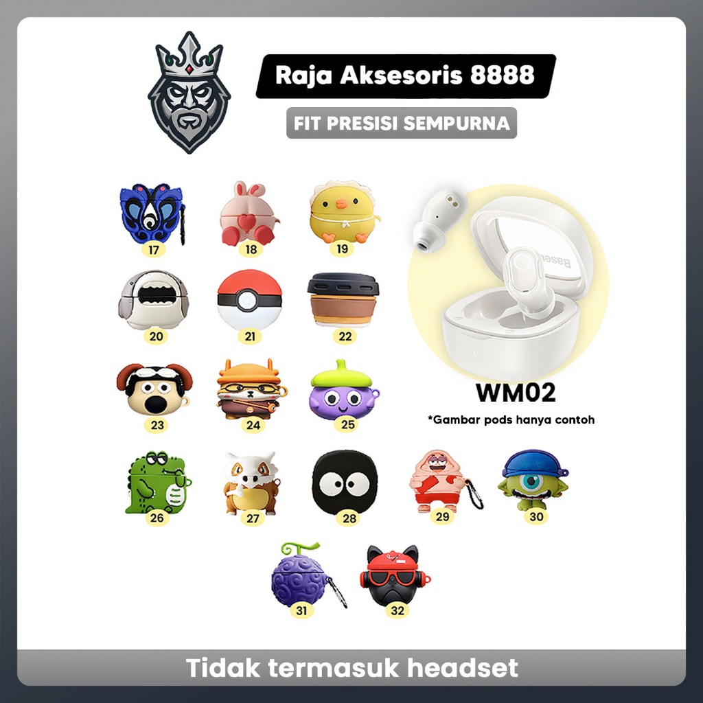 Case WM02 Baseus Encok Earphone Silikon Karakter Kartun WM02 Kode 25 - Terong