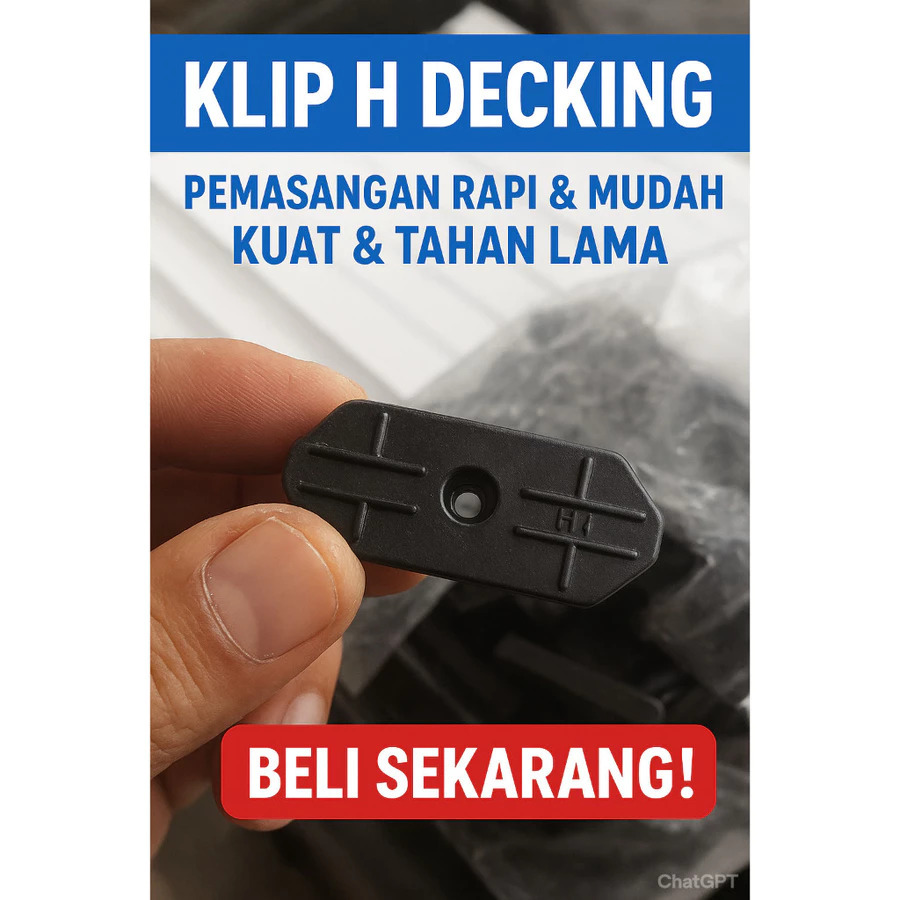 Klip H Decking Plastik Hitam – Aksesoris Pemasangan Decking Kayu dan WPC