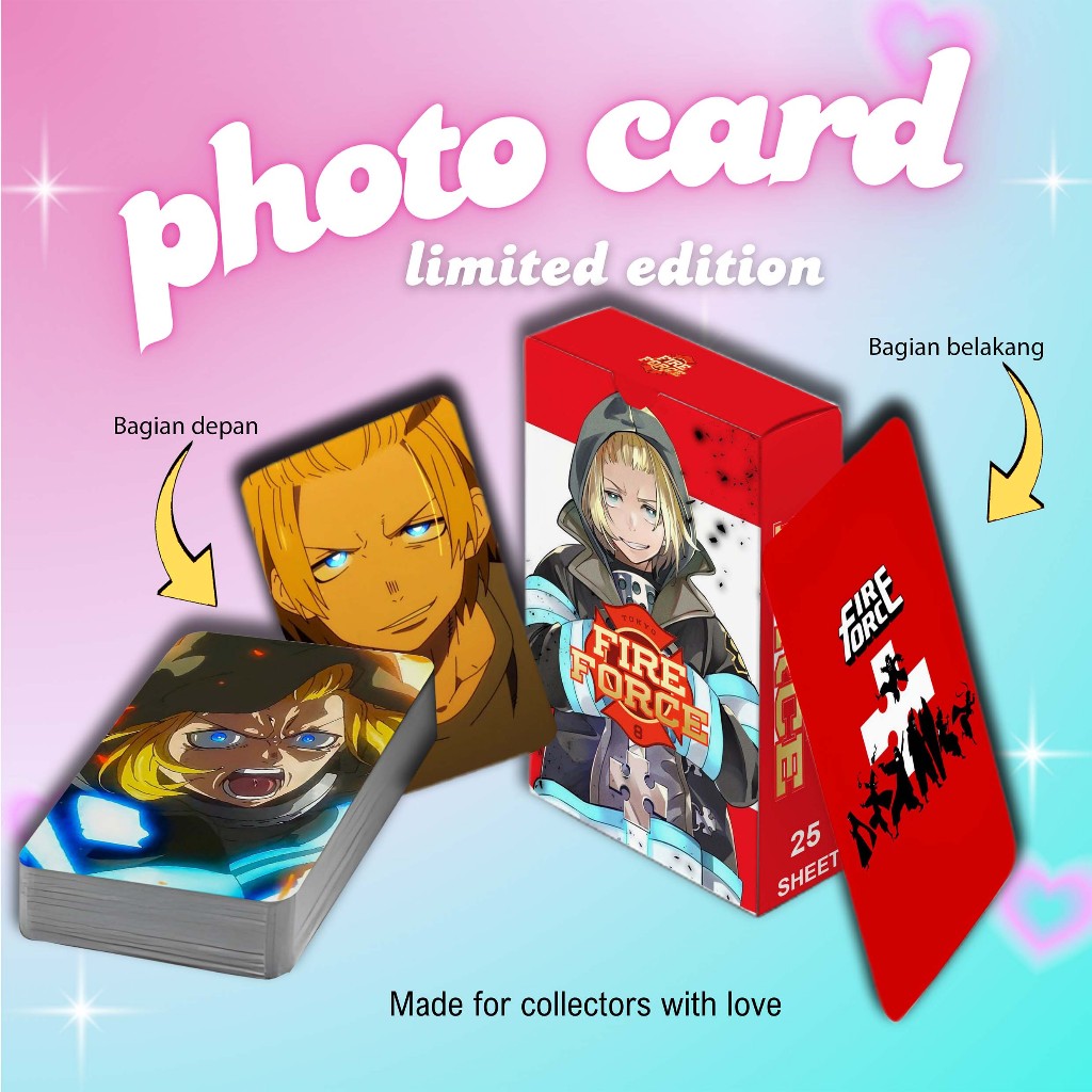 [ 2 Sisi ] Photocard Set Terbaru ARTHUR BOYLE ANIME FIRE FORCE premium 25 pcs with box