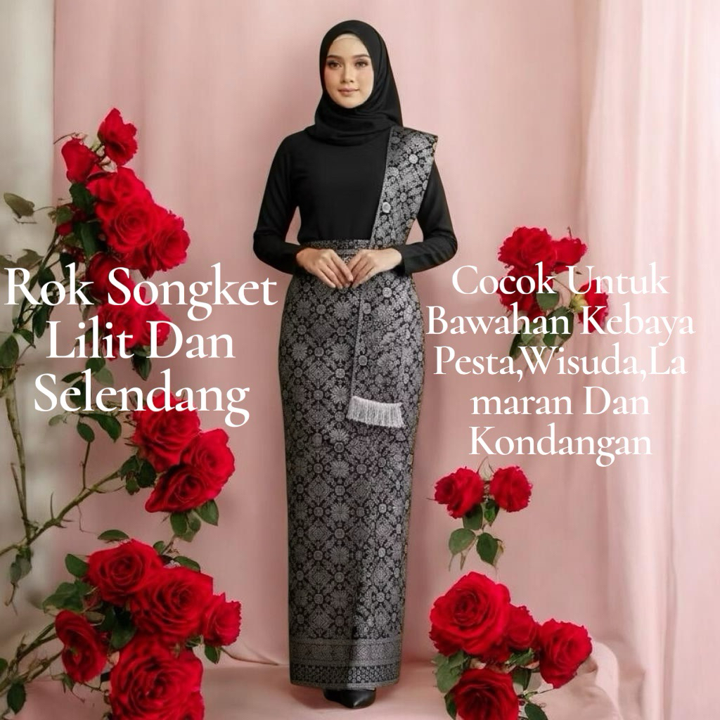 Rok Songket Lilit Dan Selendang//Songket Kebaya Pesta//Rok Kebaya Wisuda