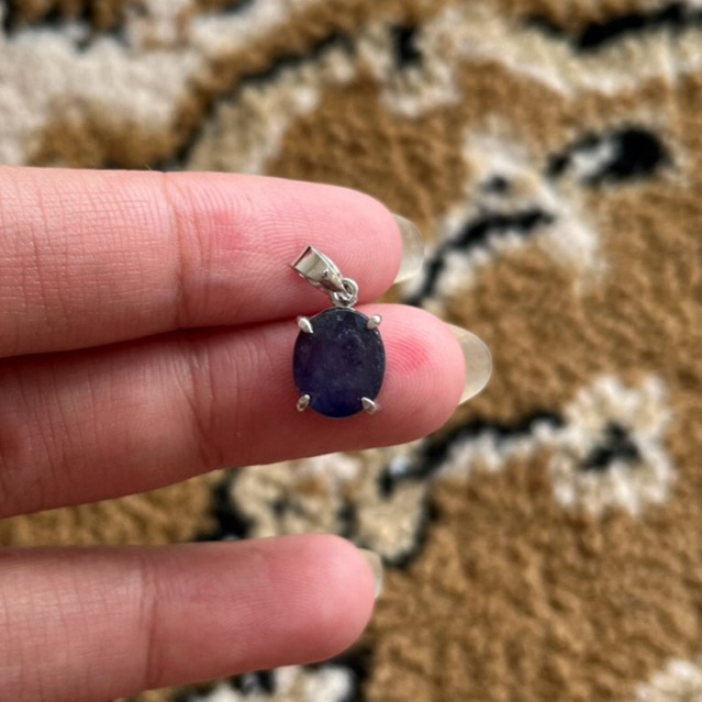 Liontin permata Natural Blue Sapphire ring perak