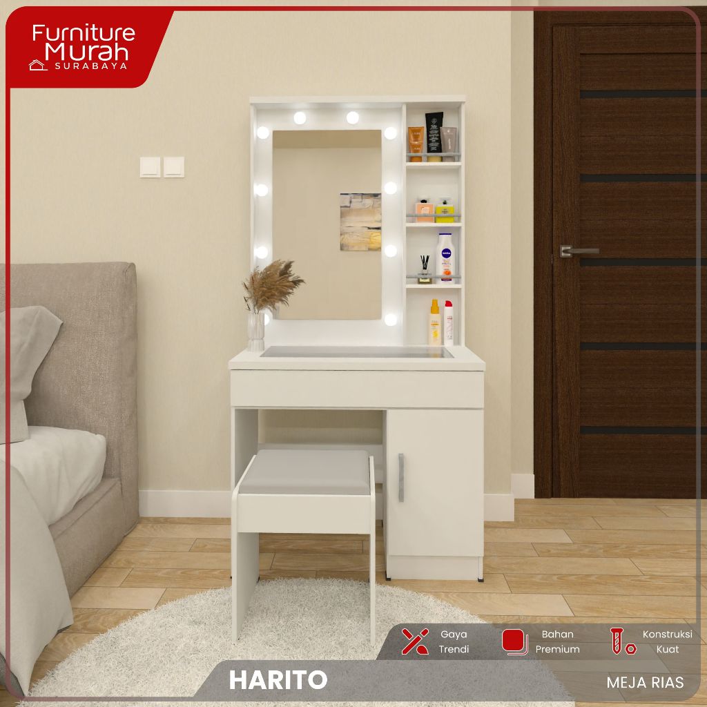 Furniture Murah Surabaya - Meja Rias LED terbaru series Harito Aesthetic