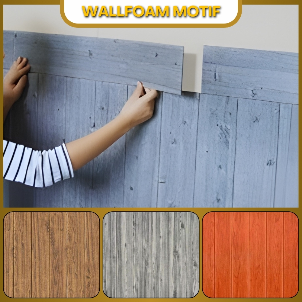 Wallsticker Sticker Wallpaper Dinding 3D Bata Foam Motif Batu Alam Timbul Pola Bata 77x70cm