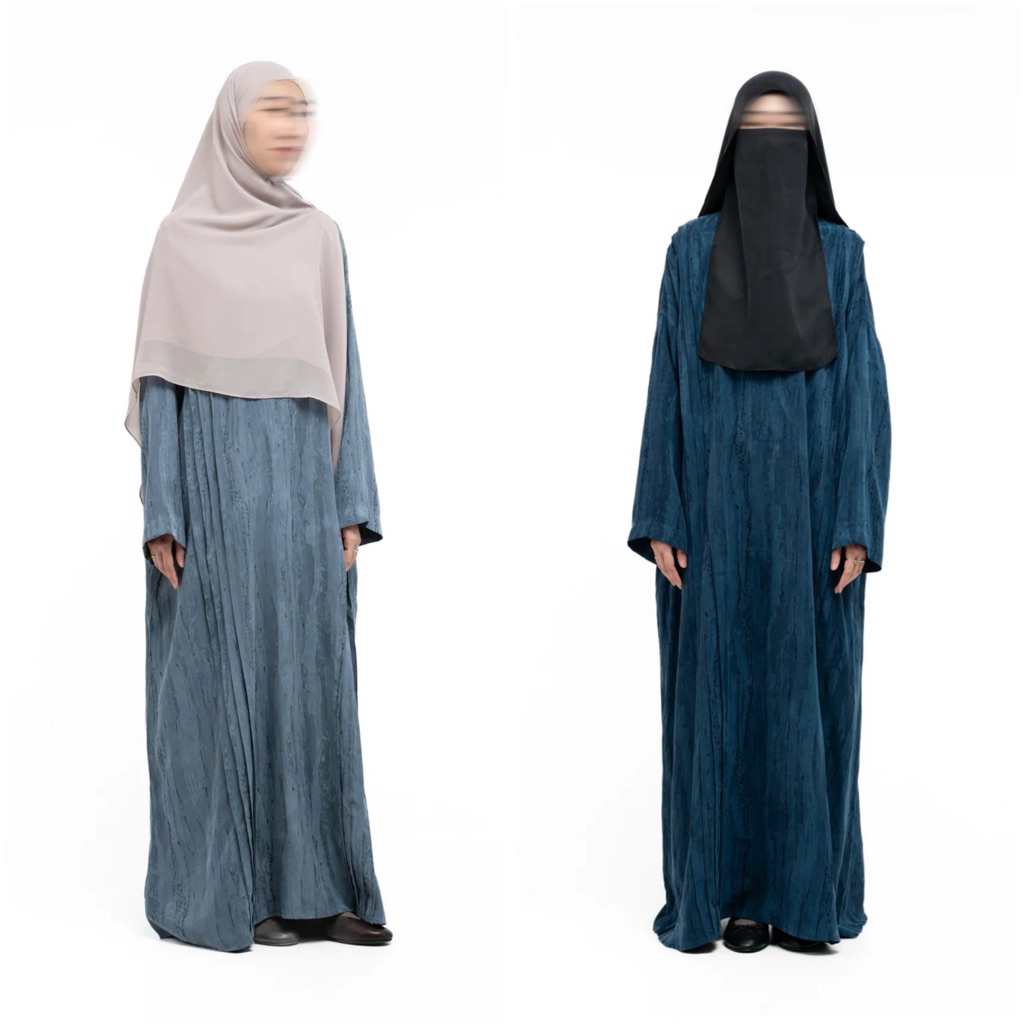 NWT Taza Teeqa Abaya Light Denim dan Dark Teal L top notch