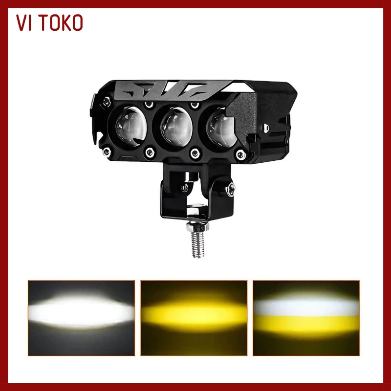 NEW Lampu Sorot Laser 3 Mata 2 Warna/Waterproof/Lampu Tembak LED Laser/3 Mata Lensa Putihkuning