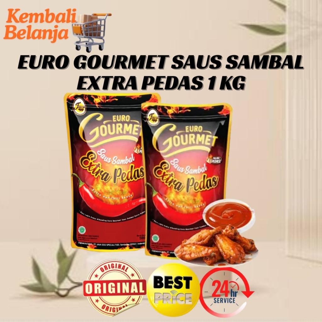 Euro Gourmet Saus Sambal Extra Pedas 1 Kg/ Gourmet Extra Pedas/ Gourmet Sambal Pedas/ Saos Extra Ped