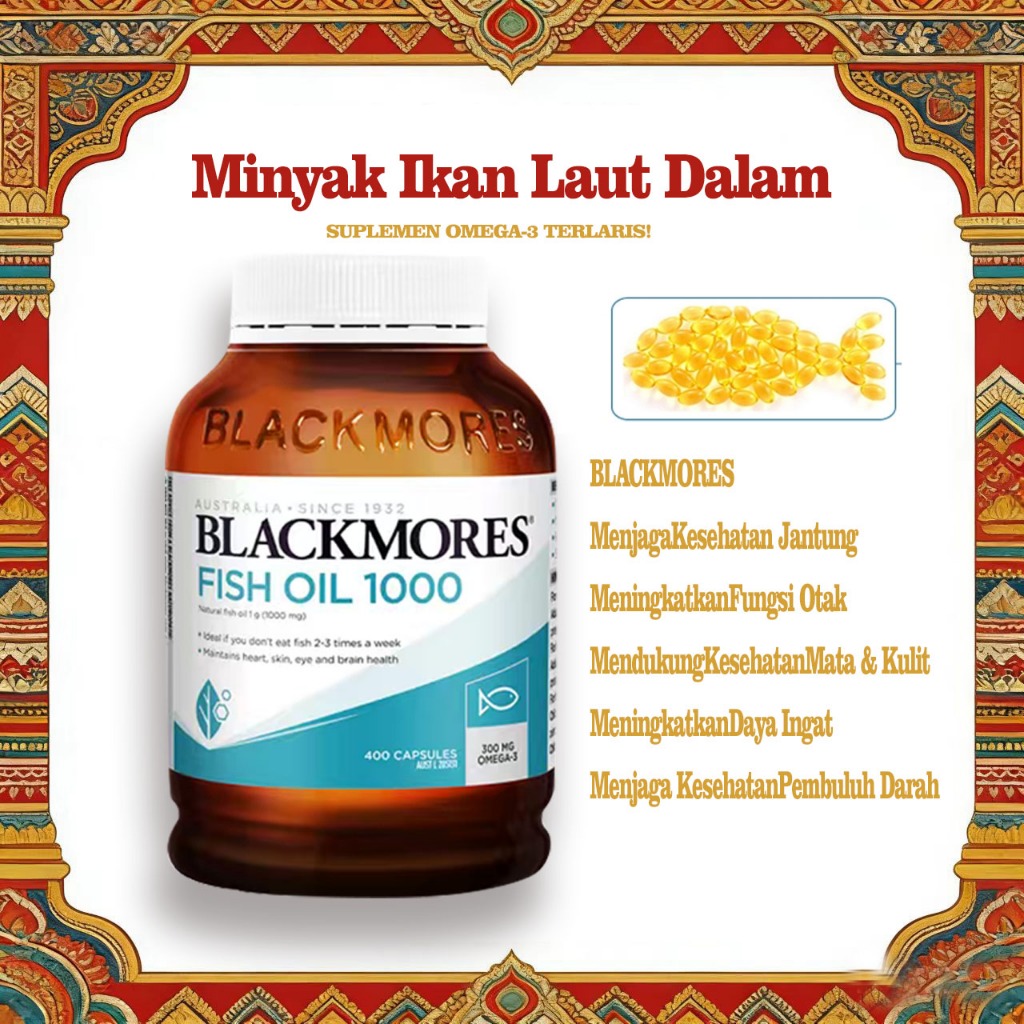 Blackmores Minyak Ikan Laut Omega 3 Konsentrasi 98%, Minyak Ikan Emas Premium untuk Dewasa & Lansia,