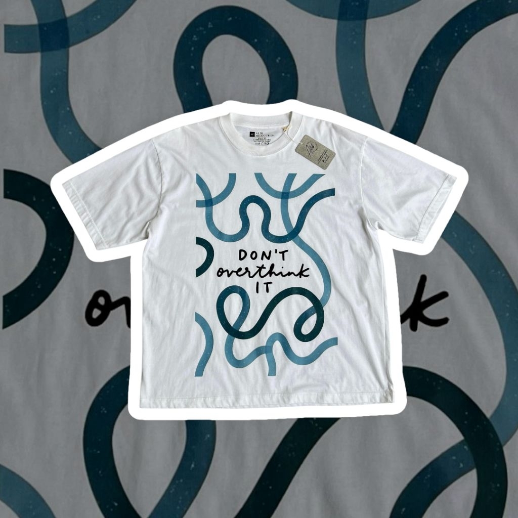 Kaos Oversize Lengan Pendek Abstrak Putih Pinterest Wanita/Pria Unisex
