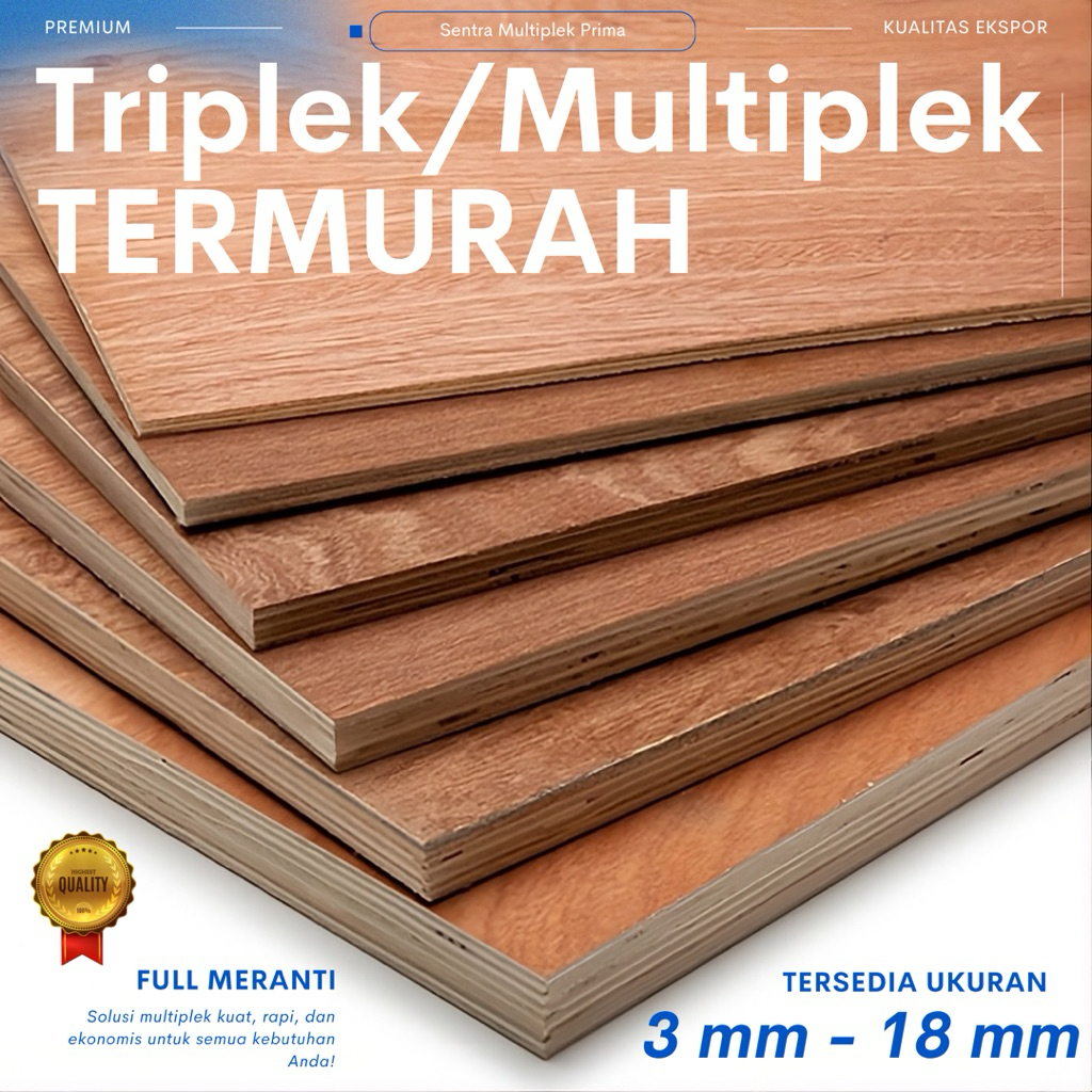 [LANGSUNG KIRIM] Multiplek Full Meranti 3mm - 18mm Custom | Triplek Potong | Custom Plywood | Triple