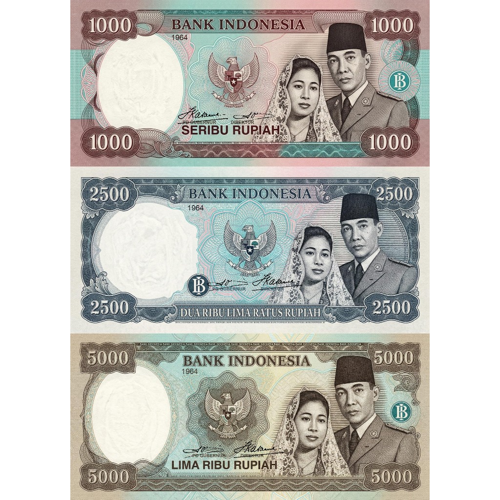 Set Uang 1000 25000 5000 Soekarno Dan Fatmawati Tahun 1964 Novelty