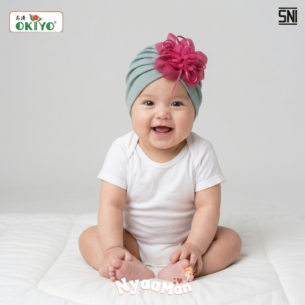 Turban anak bayi motif bunga/ ciput bayi/ topi anak perempuan