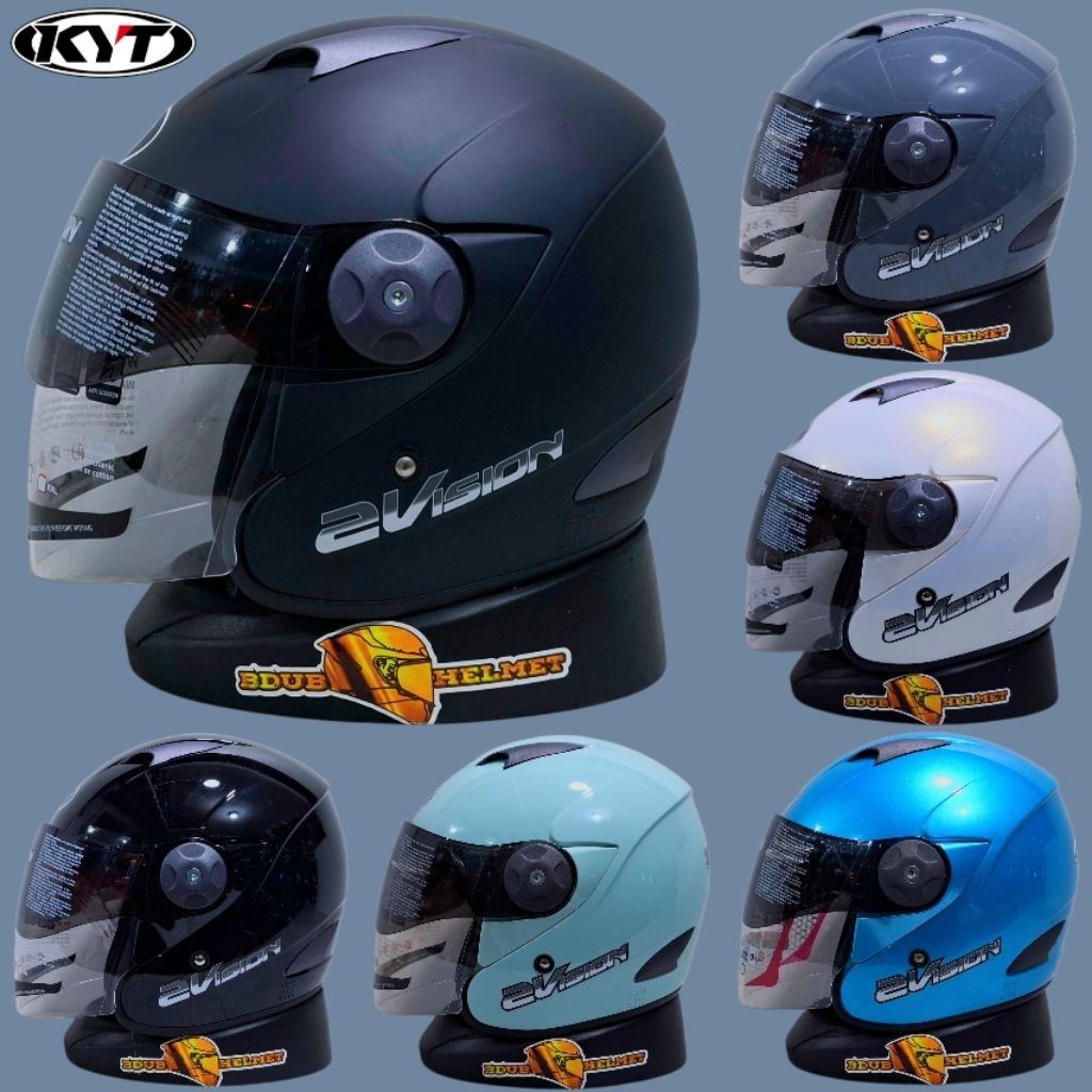 helm KYT 2 vision solid black doff original helm SNI/dpt 100%original