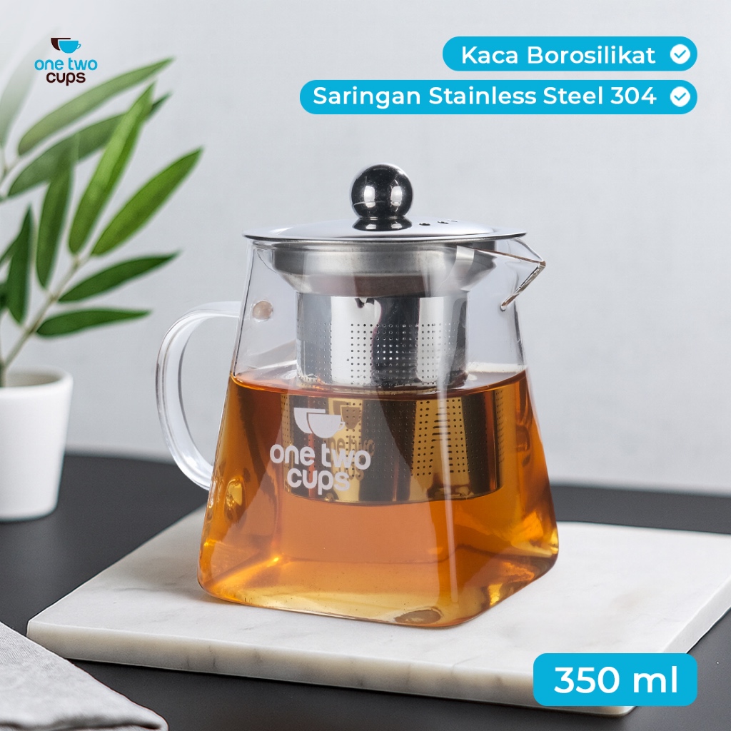 Teko Teh Kaca Borosilikat Saringan Tahan Panas Teapot 350ml