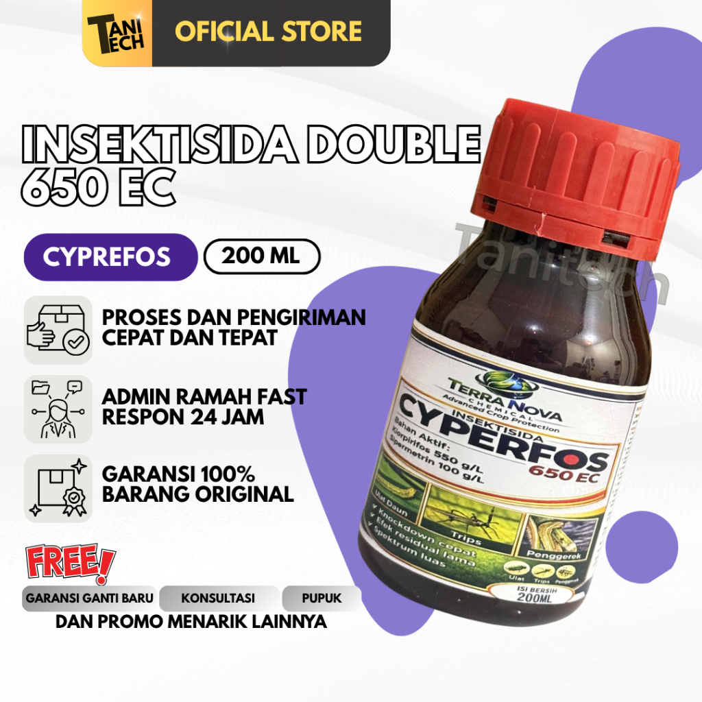 Obat Ulat Paling Ampuh 650EC 200ML Klorpirifos Sipermetrin Insektisida Kontak Lambung Sistemik