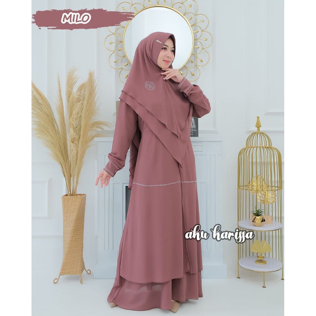 NEW  GAMIS AZEERA ONE SET WITH HIJAB BAHAN CERUTY BABYDOLL SUPER PREMIUM DAN ELEGANT ORI AKUKARISSA
