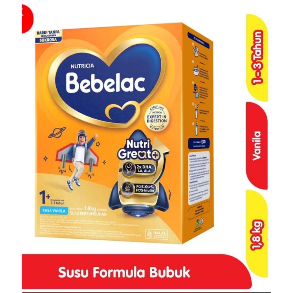 Bebelac 1+ GroGreat+ Susu Bubuk Pertumbuhan Anak Vanila 1,8kg