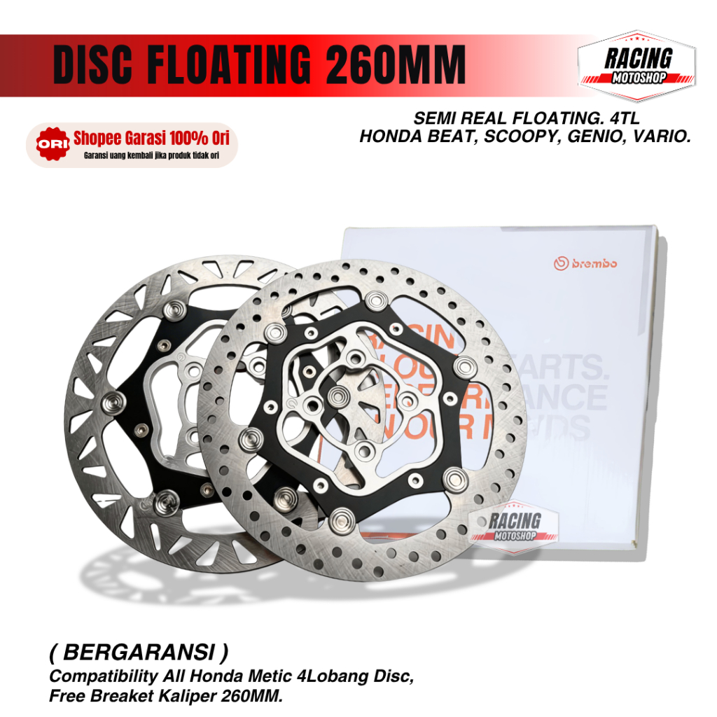 Piringan Cakram Brembo 260mm floating cnc Hitam mio vario beat scoopy - disc brembo vietnam ORIGINAL
