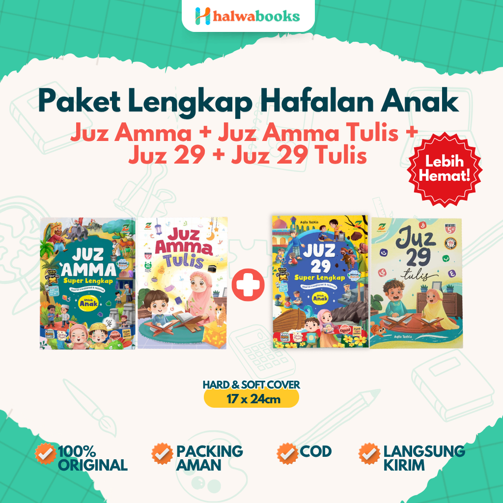 Juz Amma + Juz amma tulis + Juz 29 + Juz 29 tulis - Paket Hemat Hafalan Anak Superlengkap - Ziyadboo