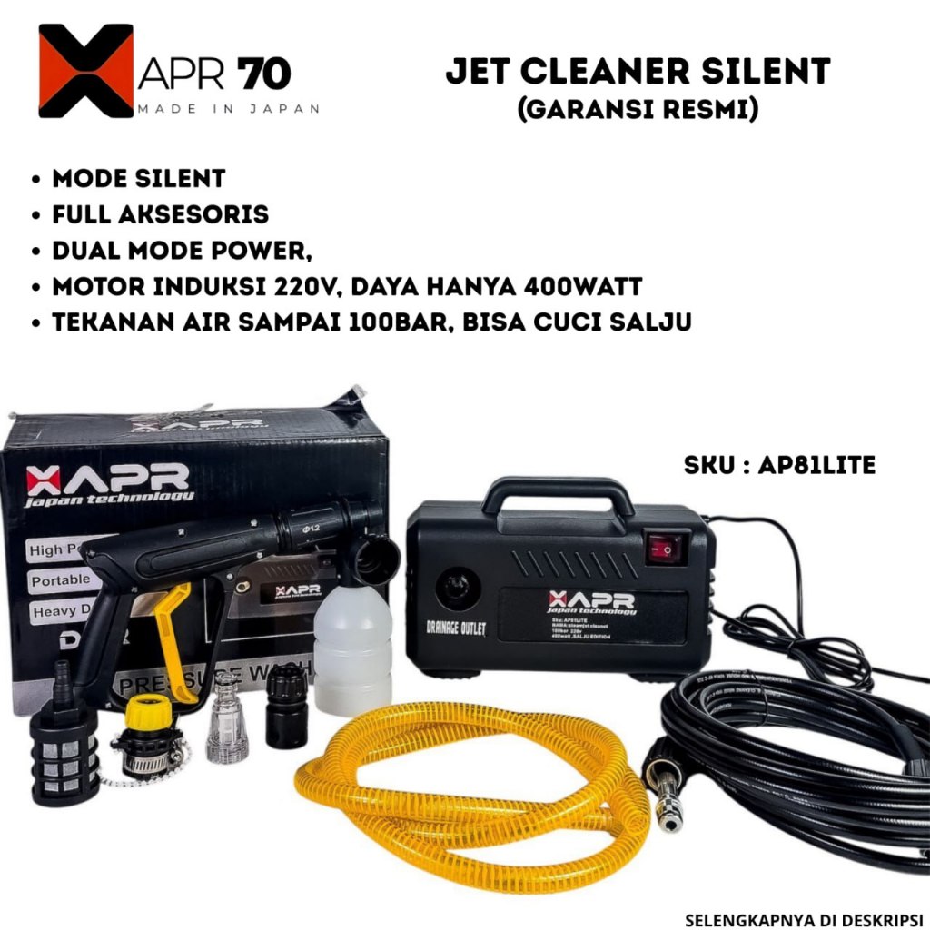 XAPR AP81LITE Jet Cleaner Silent Brushless 150BAR 400W Mesin Steam Cuci Mobil Motor Tanpa Suara