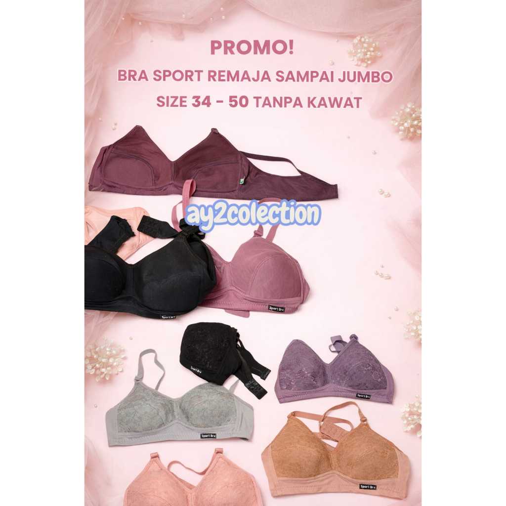 bra sport remaja dan jumbo SIZE 34 - 50 harga terjangkau bh wanita tanpa kawat bra jumbo