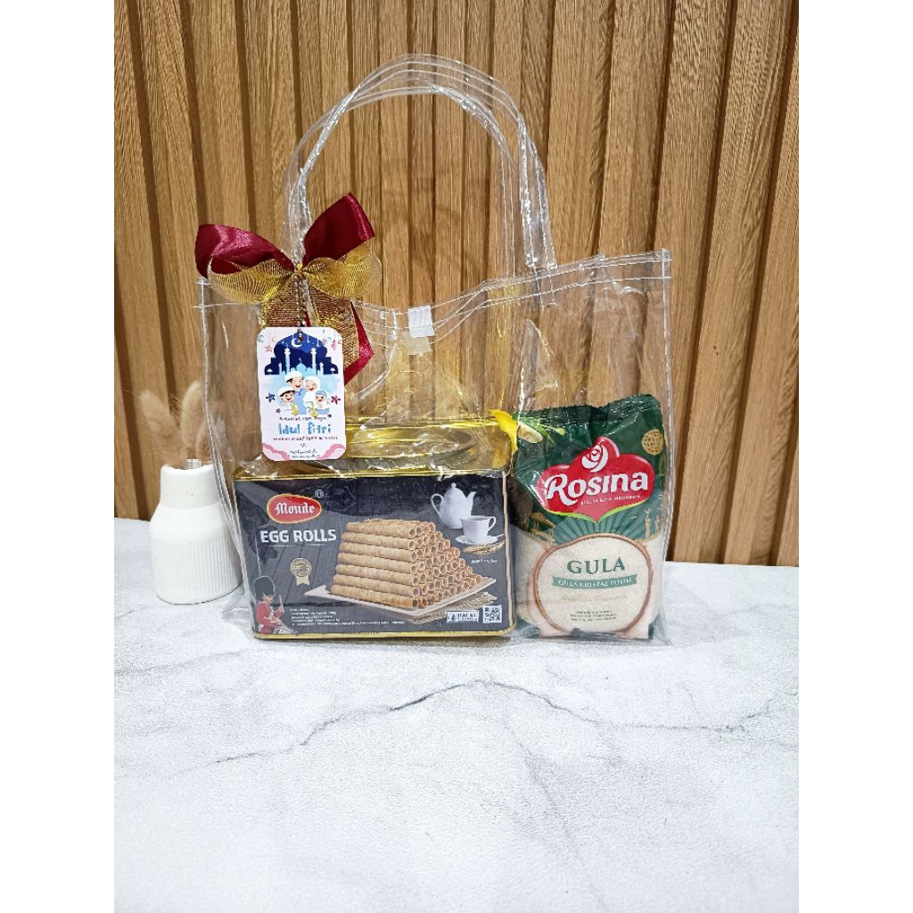 Tas hampers lebaran / tas parsel idul fitri mika bening M jumbo