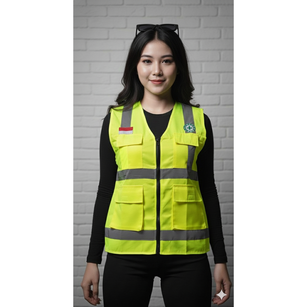 Rompi safety proyek k3 wanita telaris . bahan american drill tr tebal kualitas premium /.rompi safet