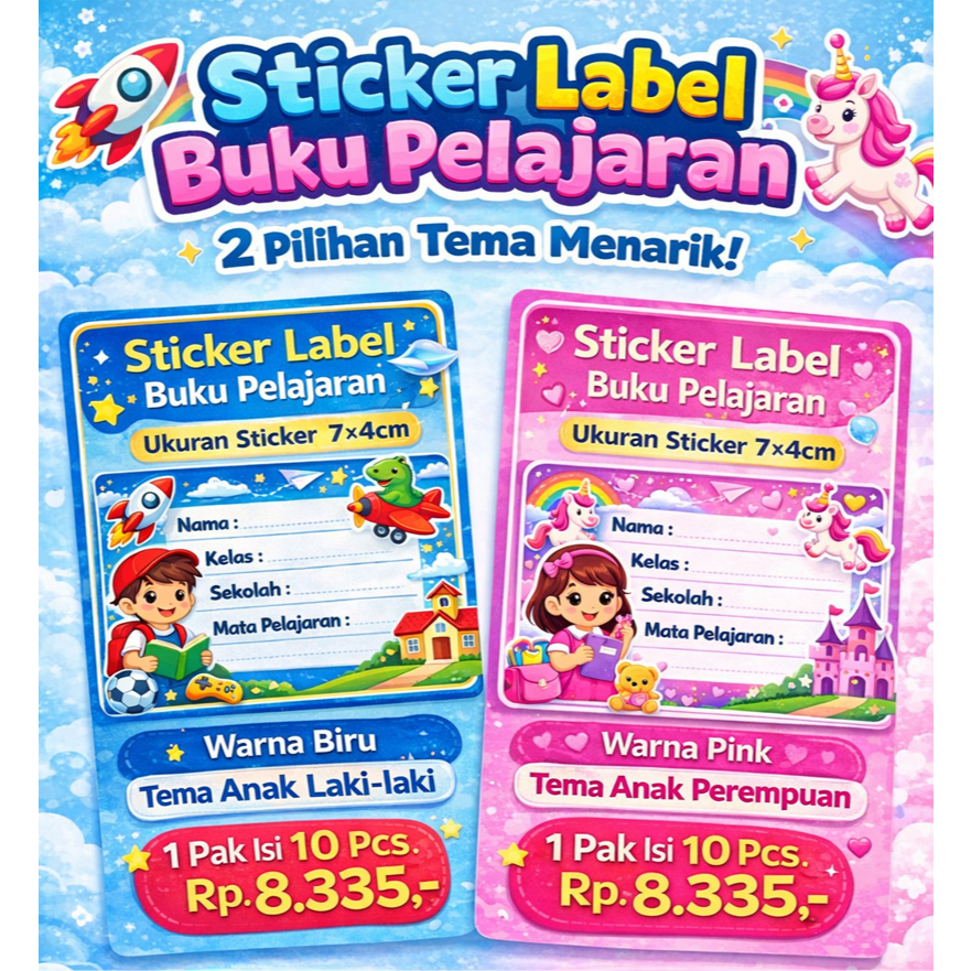 Sticker Label Buku Pelajaran. Tema : Anak.