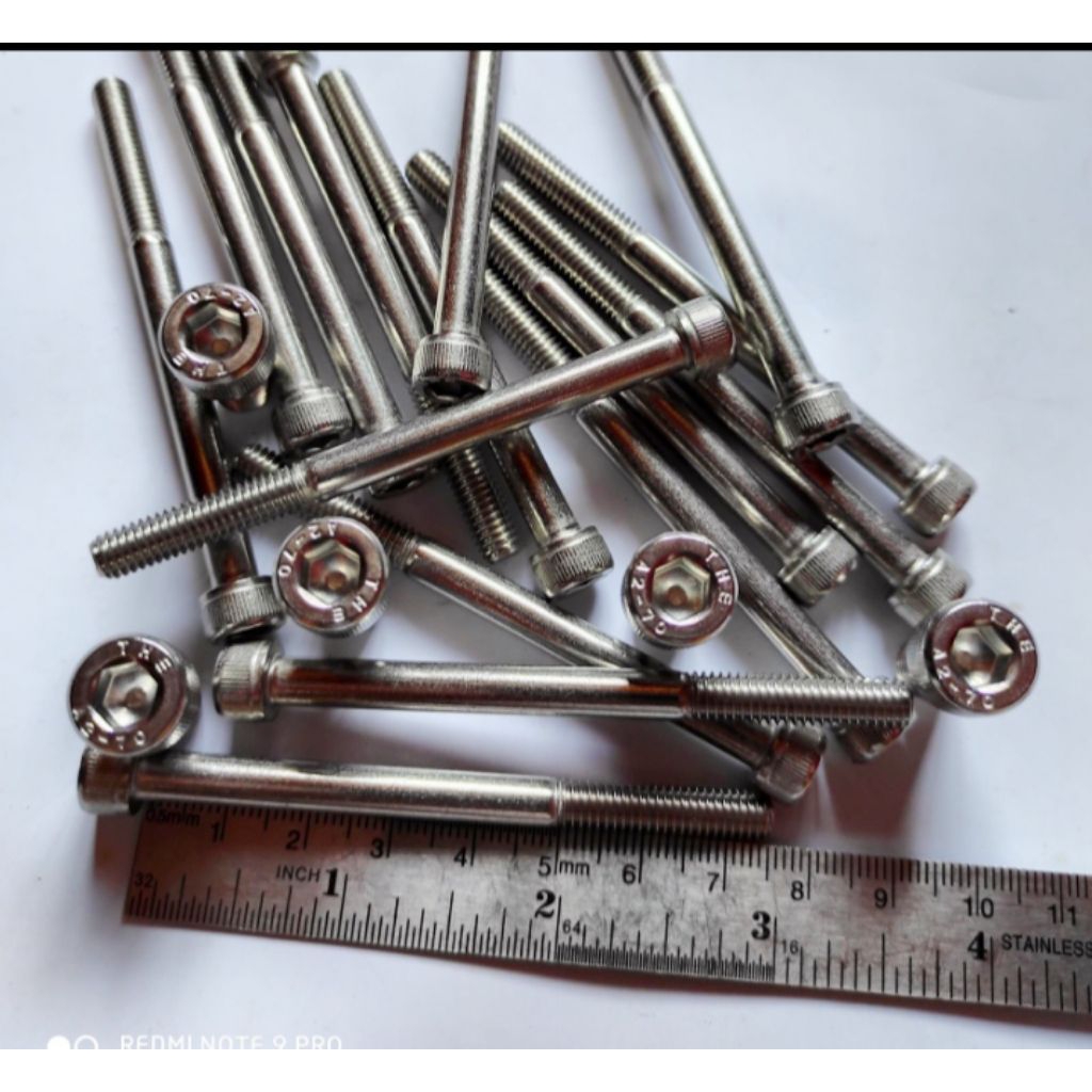 Baut L stainless m6x75 half drat baut 10 kepala kunci L