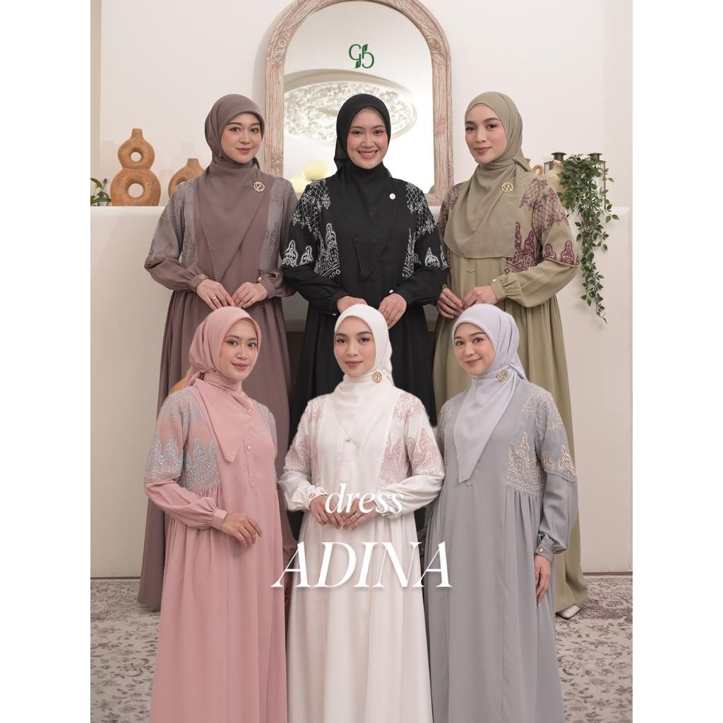 GREENISM - ADINA DRESS BY GREENISM - GAMIS POLOS MOTIF BORDIR CANTIK