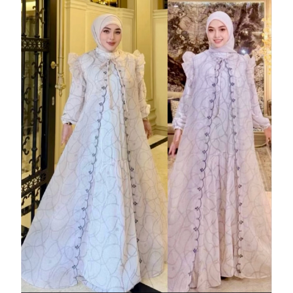 SHELLASAUKIA ORI READY GAMIS AYA SET OUTER DRESS PUTIH ORI AMANAH ONESET CELANA HIJAB / OneSET Rajut