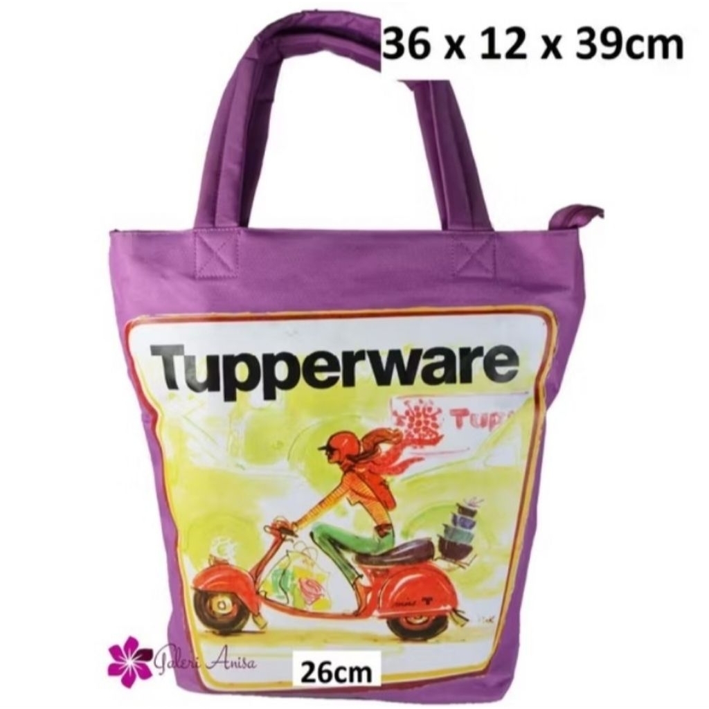 Tas Miss belle Ungu pakai resleting Tupperware