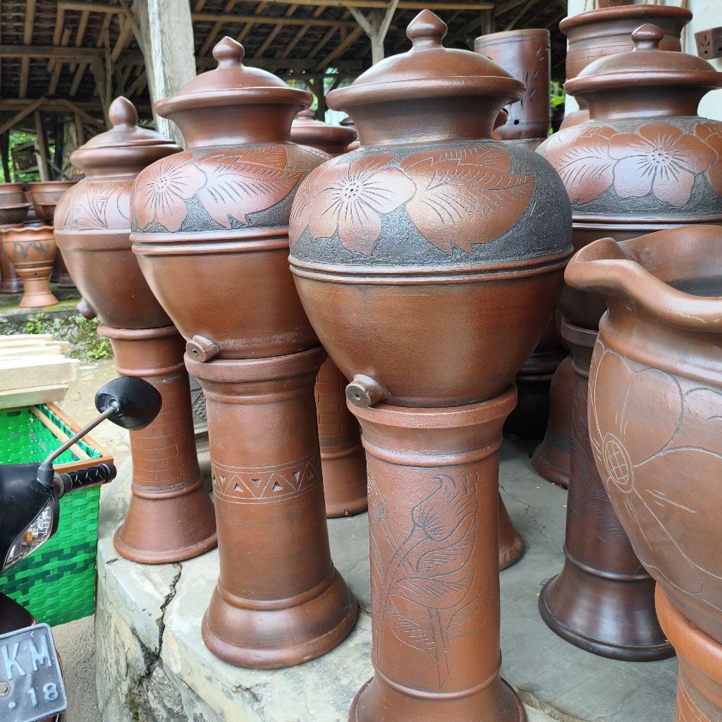 Gentong Padasan Pancuran Air Gentong Wudhu Sett Standing Free Packing Kayu