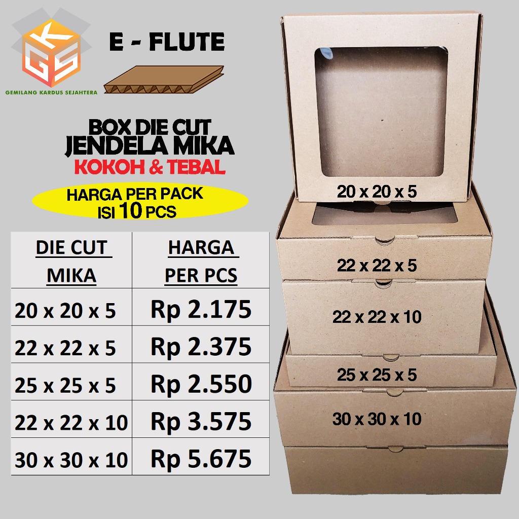 KARDUS MIKA | 10pcs | BOX MIKA | Kardus Mika 30x30x10 | Dus Mika 25x25x5 | Kardus Mika 22x22x10 | Ka