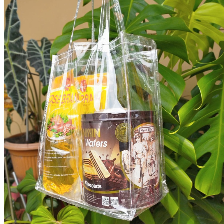 Tas Mika Bening Jumbo XXL  Goodie Bag Hajatan TAS HAMPERS BENING TEBAL KOTAK HAMPERS BESAR PAPER BAG
